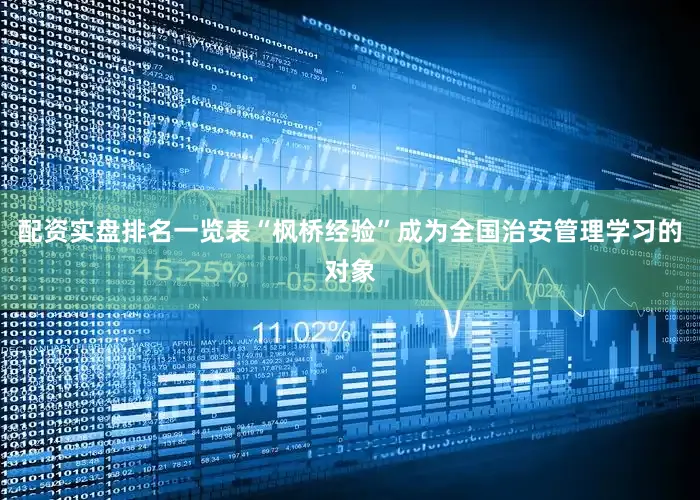 配资实盘排名一览表“枫桥经验”成为全国治安管理学习的对象
