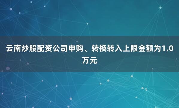 云南炒股配资公司申购、转换转入上限金额为1.0万元
